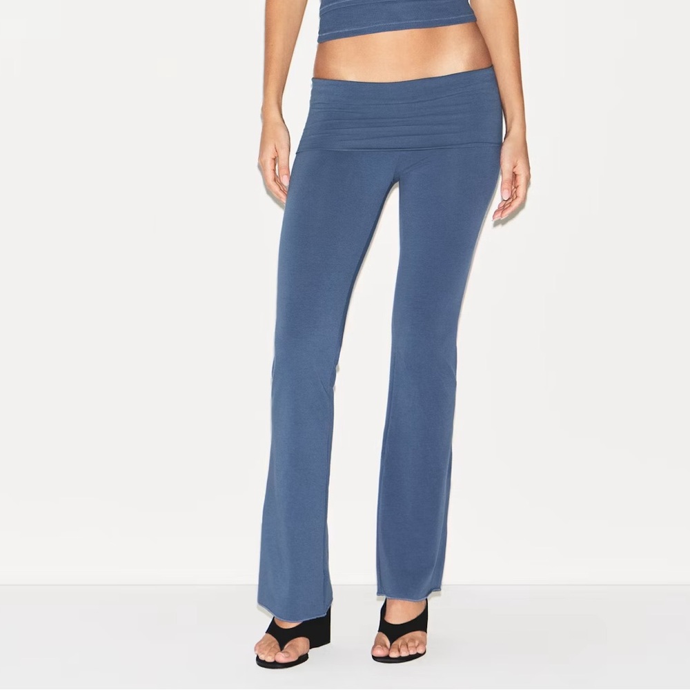 SKIMS Cotton Jersey Foldover Pant in Harbor NWT Size Large